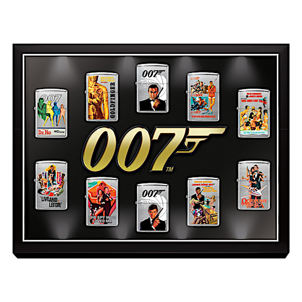 James Bond 007 Zippo Lighter Collection with Display That Lights Up: 1 of 7000