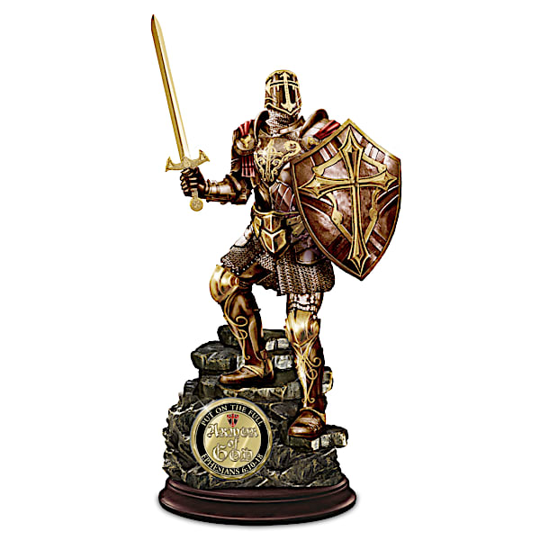 Religious Knight  Sculpture Collection With Challenge Coins