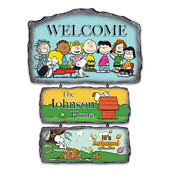 The PEANUTS Gang Personalized Seasonal Welcome Sign