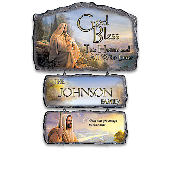 Greg Olsen God Bless This Home Personalized Sign Collection