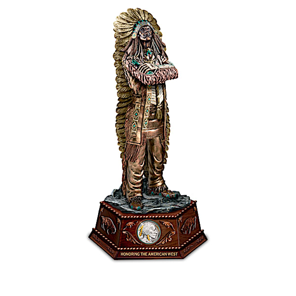 Cold-Cast Bronze Chief Sculptures With Rare Historic Coins