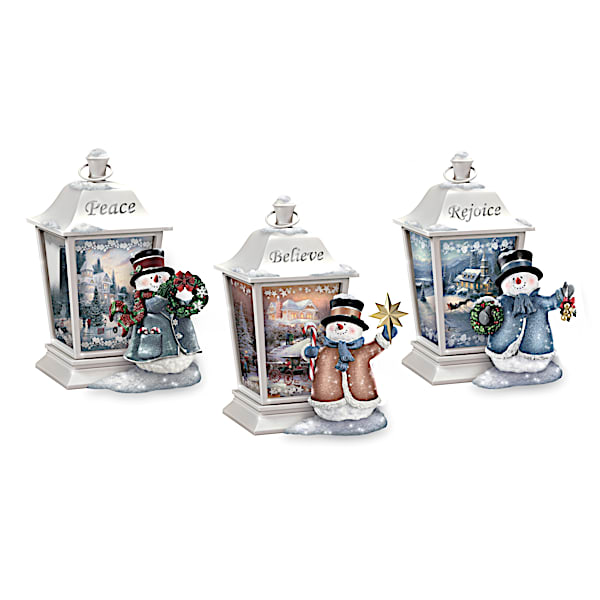 Thomas Kinkade Illuminated Snowmen Lantern Collection