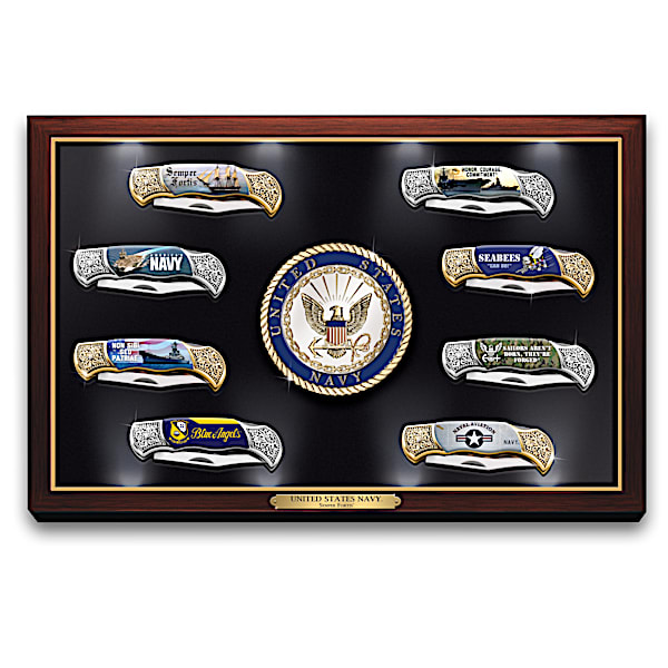 U.S. Navy Knife Collection With Illuminated Display