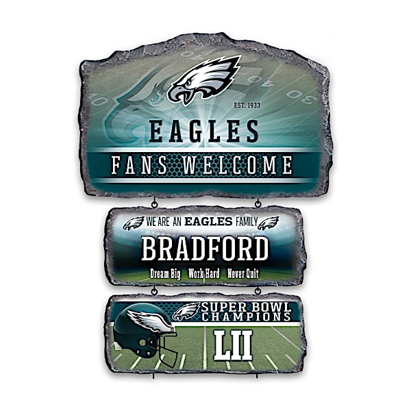 Philadelphia Eagles Personalized Stone-Look Welcome Sign