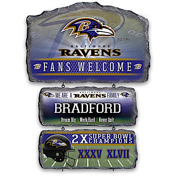 Baltimore Ravens Personalized Stone-Look Welcome Sign