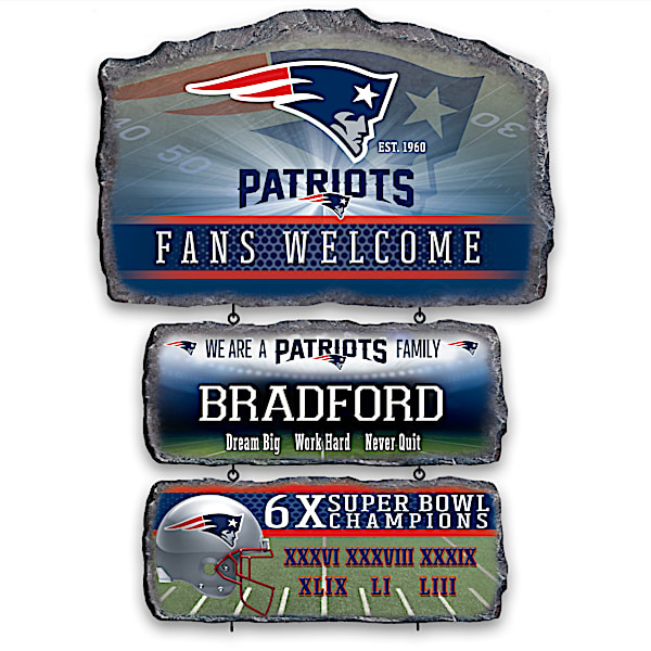 New England Patriots Personalized Stone-Look Welcome Sign