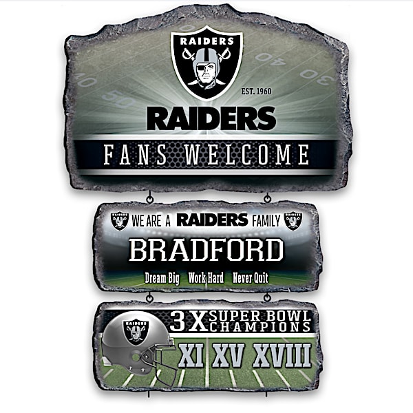 Las Vegas Raiders Personalized Stone-Look Welcome Sign