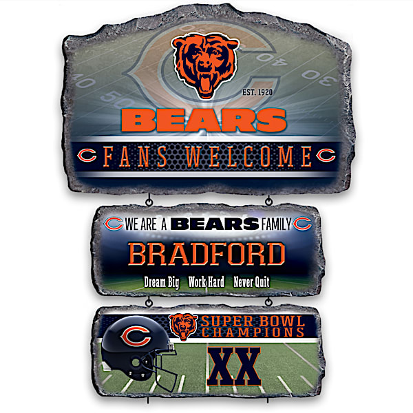 Chicago Bears Personalized Stone-Look Welcome Sign