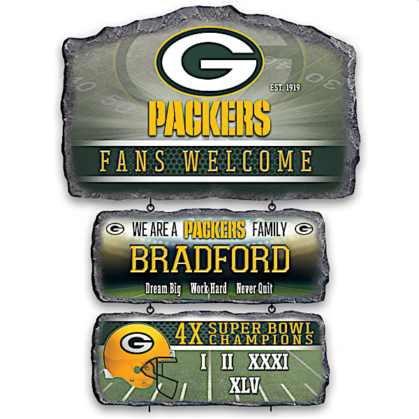 Green Bay Packers Personalized Stone-Look Welcome Sign