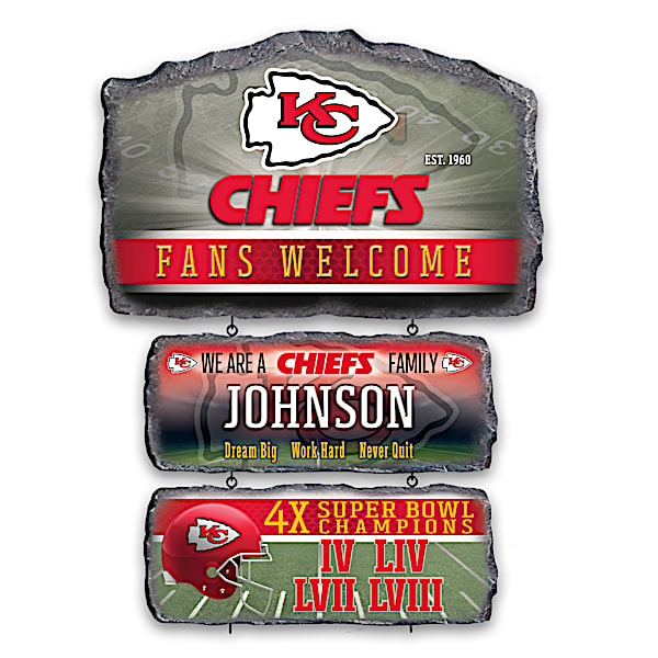 Kansas City Chiefs Personalized Stone-Look Welcome Sign