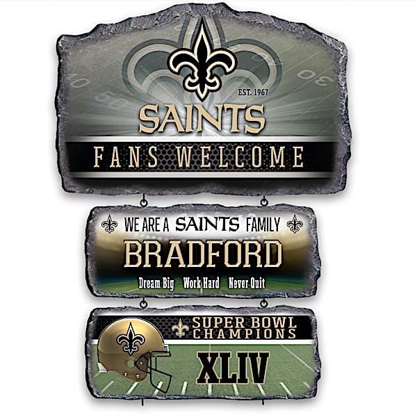 New Orleans Saints Personalized Stone-Look Welcome Sign