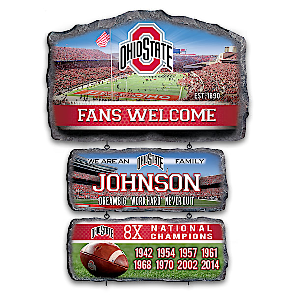 Buckeyes Personalized Stone-Look Welcome Sign