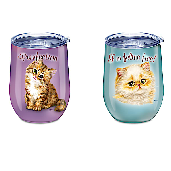 Stainless Steel Tumbler Collection With Kayomi Harai Cat Art
