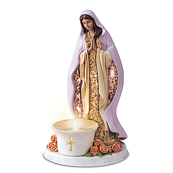 Mother Mary Mosaic Sculpture Collection With LED Candles