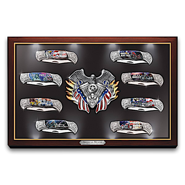 American Muscle Pocket Knife Collection With Display Case