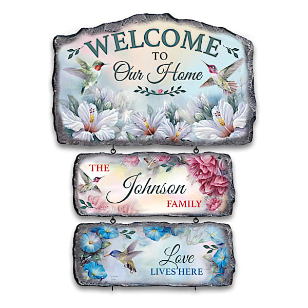 Lena Liu Hummingbird Greetings Personalized Welcome Sign