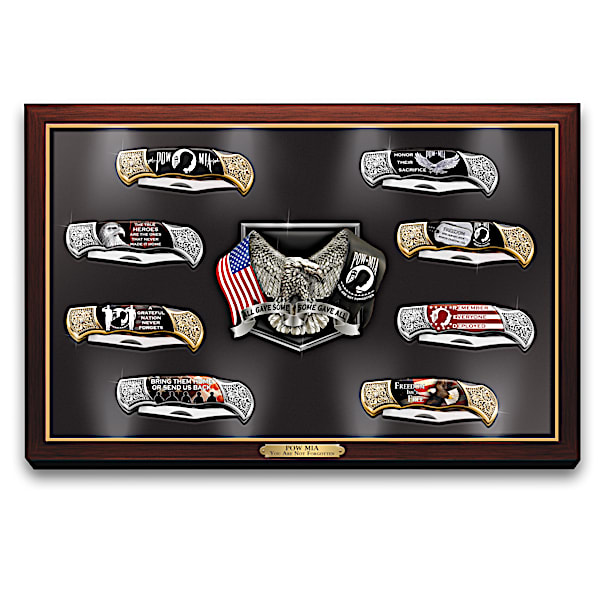 POW/MIA Pocket Knife Collection With Light-Up Display Case