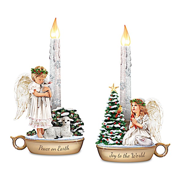 Dona Gelsinger Angel Sculptures With Flameless Candles