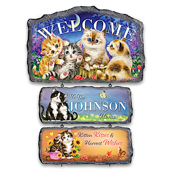 Kayomi Harai Cat Art Personalized Welcome Sign Collection