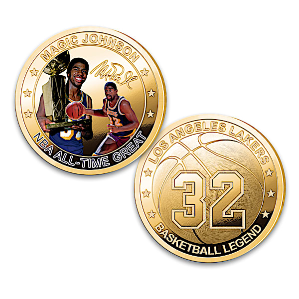 Magic Johnson NBA Bronze Bullion Coins And Display Box
