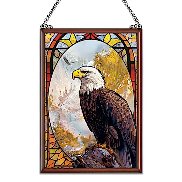 Ted Blaylock Framed Eagle Art Stained-Glass Window Panels