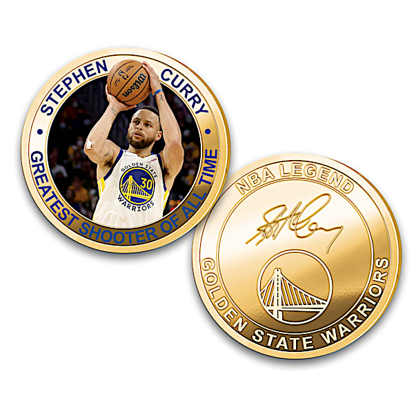 Stephen Curry Golden Bronze Bullion Coins And Display Box