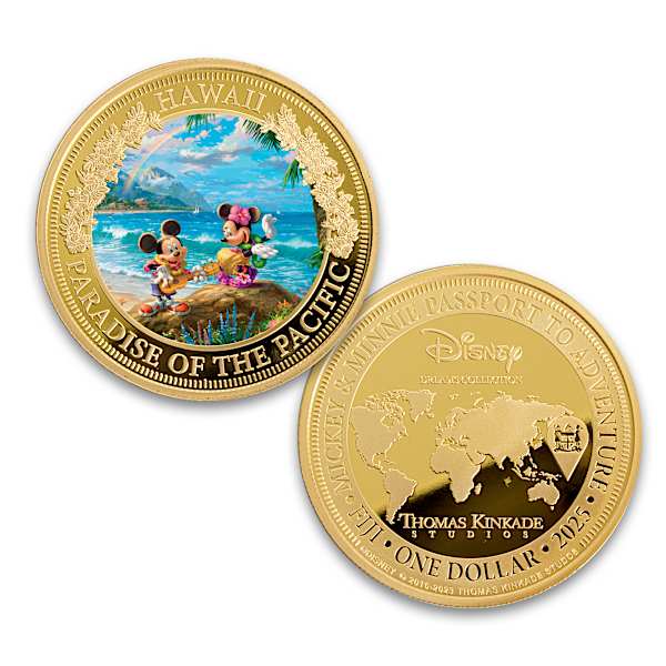 Disney Mickey Mouse & Minnie Mouse Dollar Coins With Display