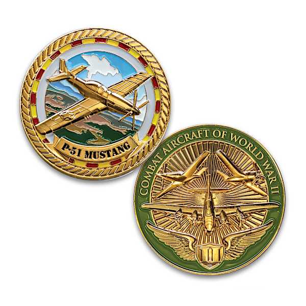 WWII Aircraft Challenge Coins And Display