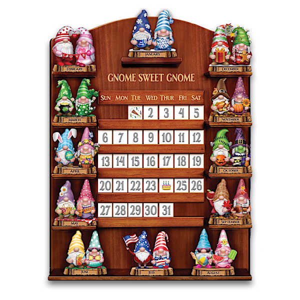 Seasonal Gnome Perpetual Calendar Collection With Display