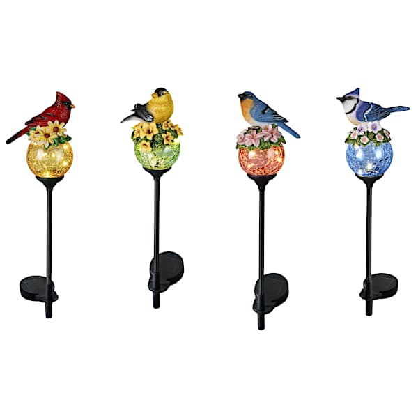 Lifelike Songbird Solar-Powered Glass Path Light Collection