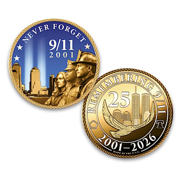25th Anniversary 9/11 Challenge Coin Collection With Display