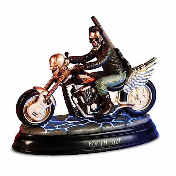 Light-Up Motorcycle Sculptures With Skeleton Bikers