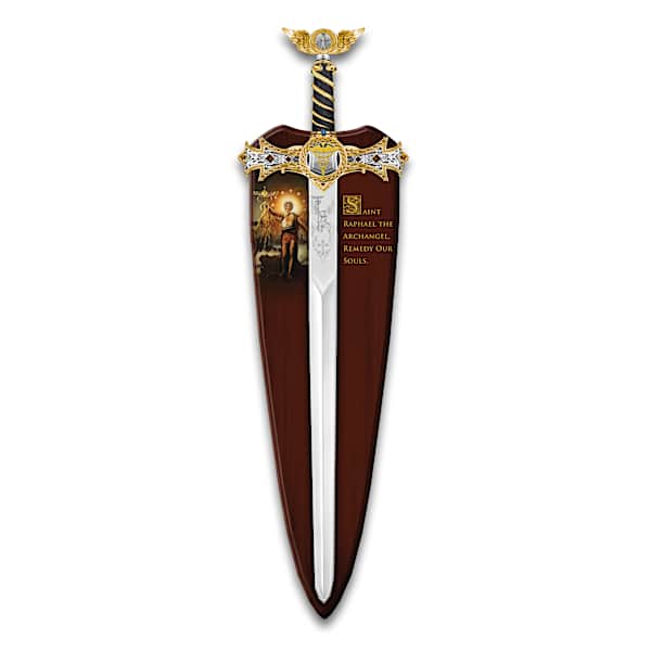 Archangel 3-1/2'-Long Swords With Wooden Wall Displays
