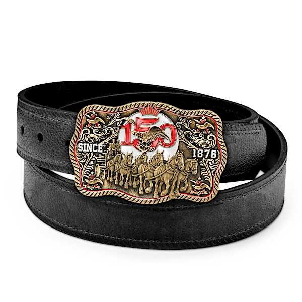 Budweiser 150th Anniversary Metal Buckles, Belt And Display