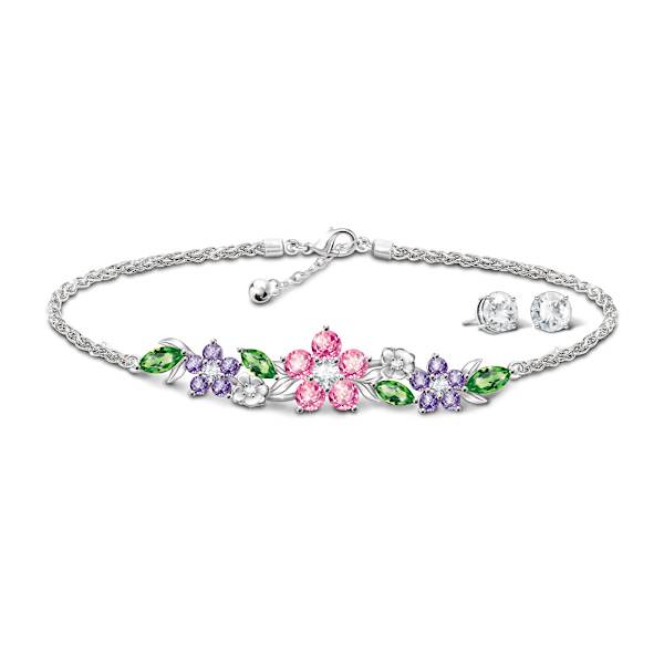 Seasonal Artistic Crystal Bracelets With Deluxe Jewelry Case