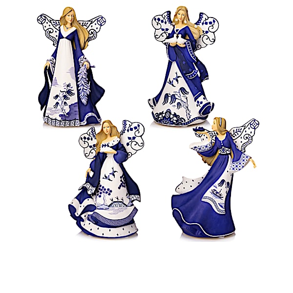 Karen Hahn Blue Willow-Inspired Angel Figurine Collection