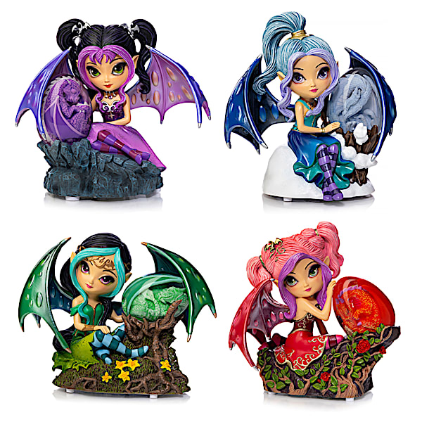 Jasmine Becket-Griffith Fairy & Lighted Dragon Egg Figurines