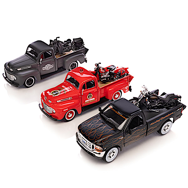 2-in-1 Diecast Truck & Harley-Davidson Motorcycle Collection