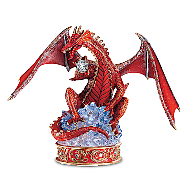Hand-Painted Dragon Sculpture Collection Enhanced With Faux Jewels