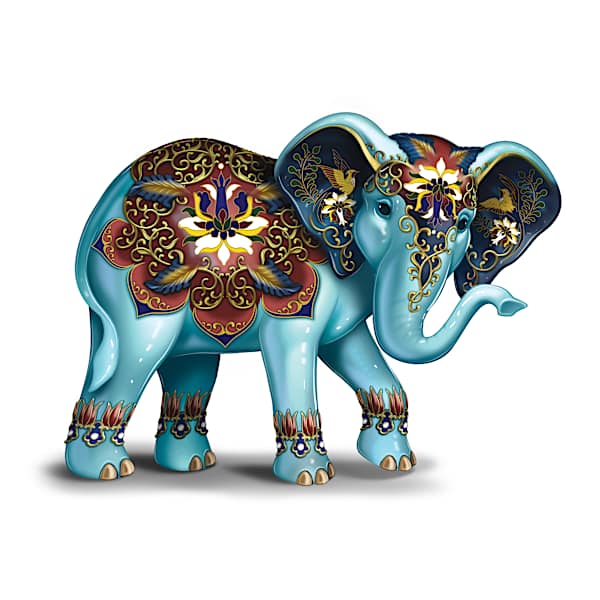 Cloisonne-Inspired Symbolic Elephant Figurine Collection