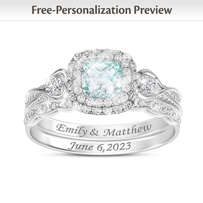 Heavenly Romance Personalized Bridal Ring Set