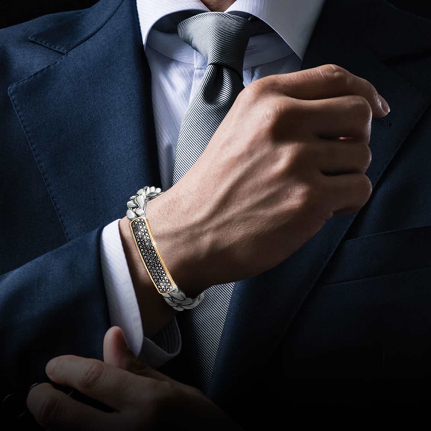 Black Sapphire Chain Link Men's Bracelet