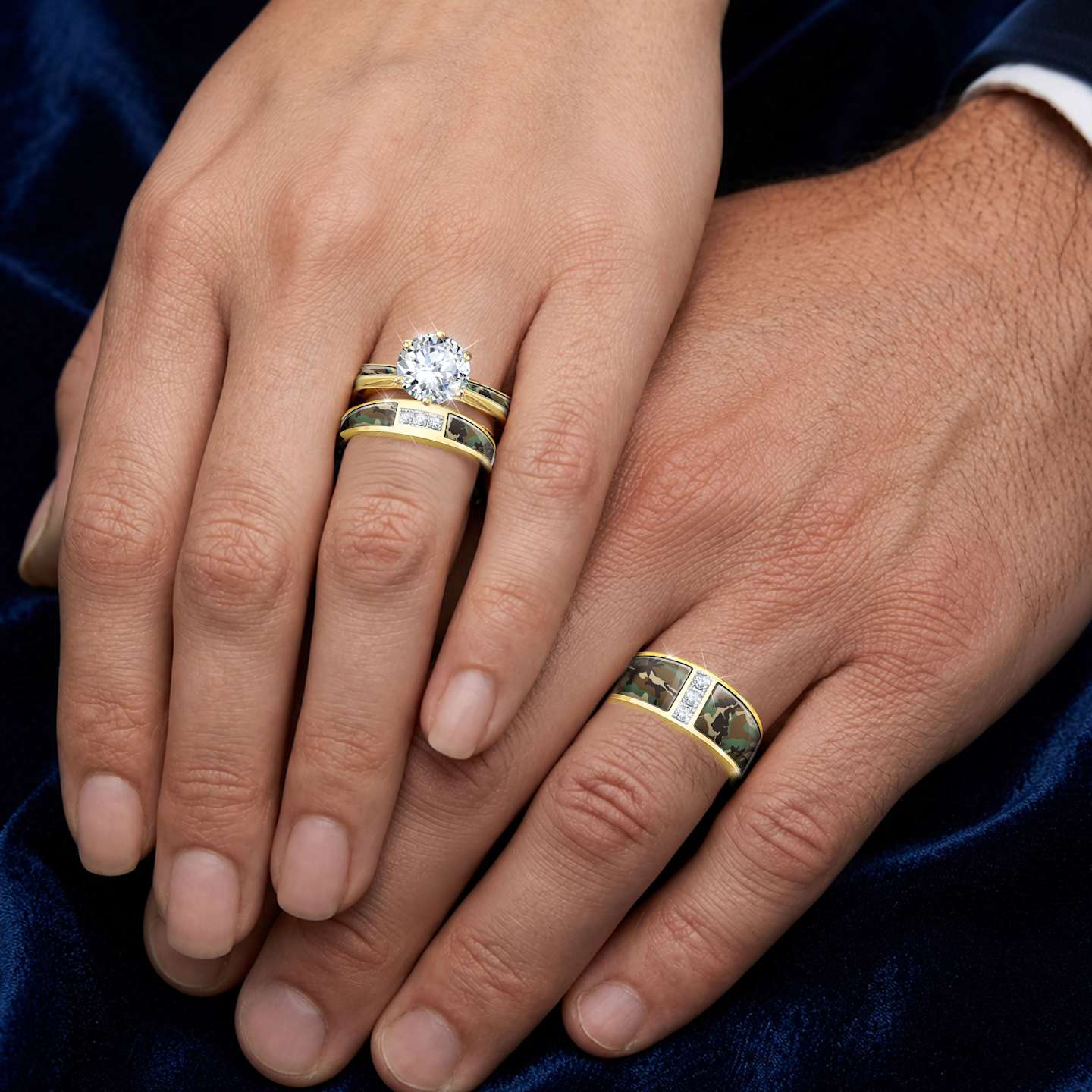 Personalized Golden Camo Wedding Ring Set