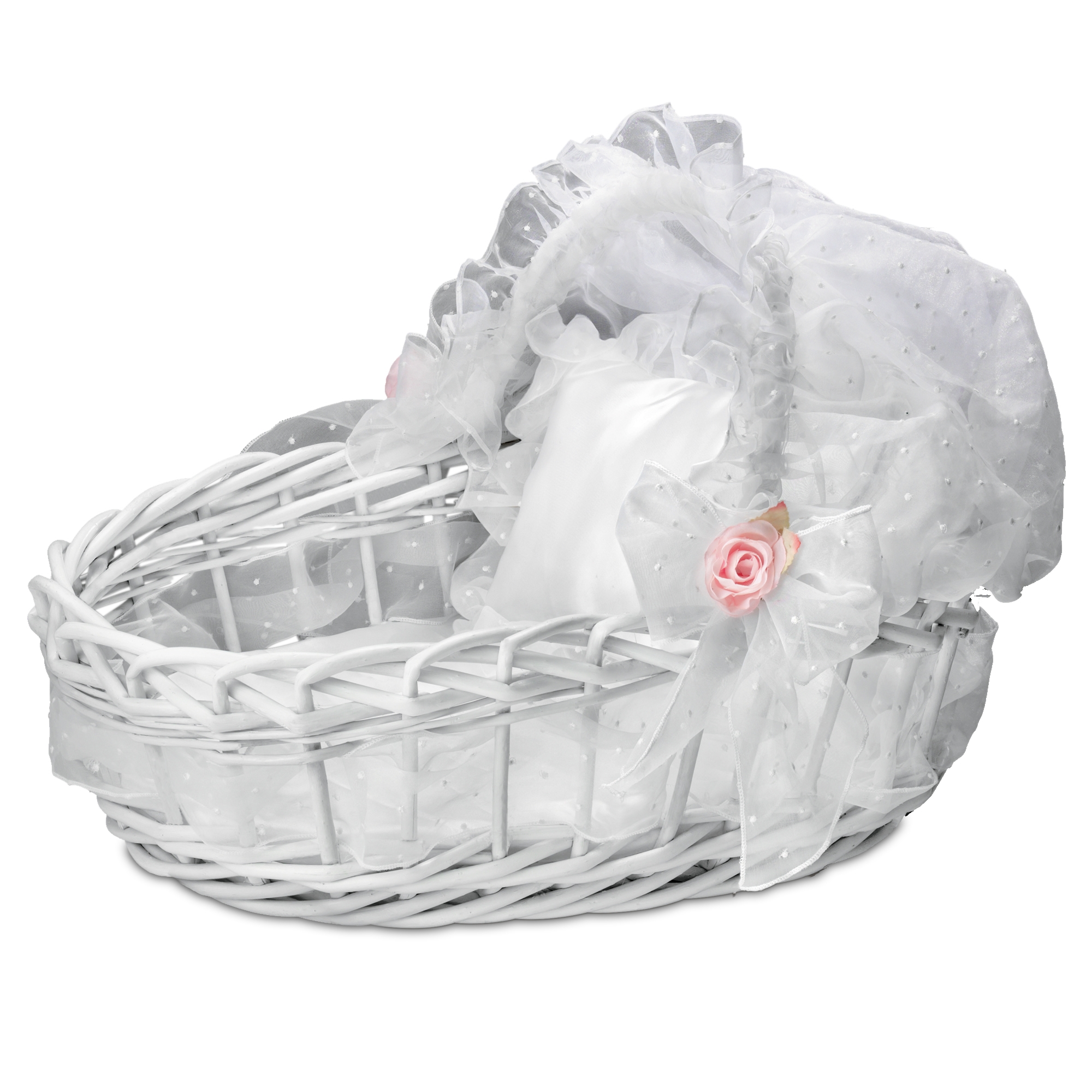 White Wicker Basket With Retractable Hood