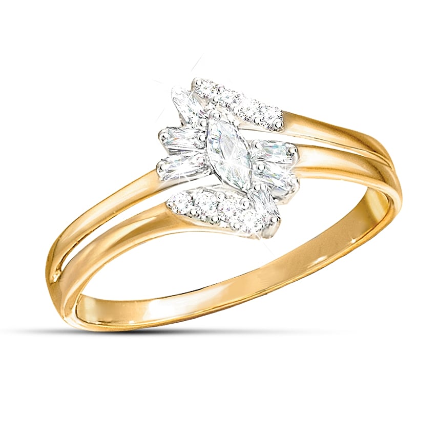The Fire And Ice Solid 10K Gold Ring With 15 Genuine Diamonds In 3 ...
