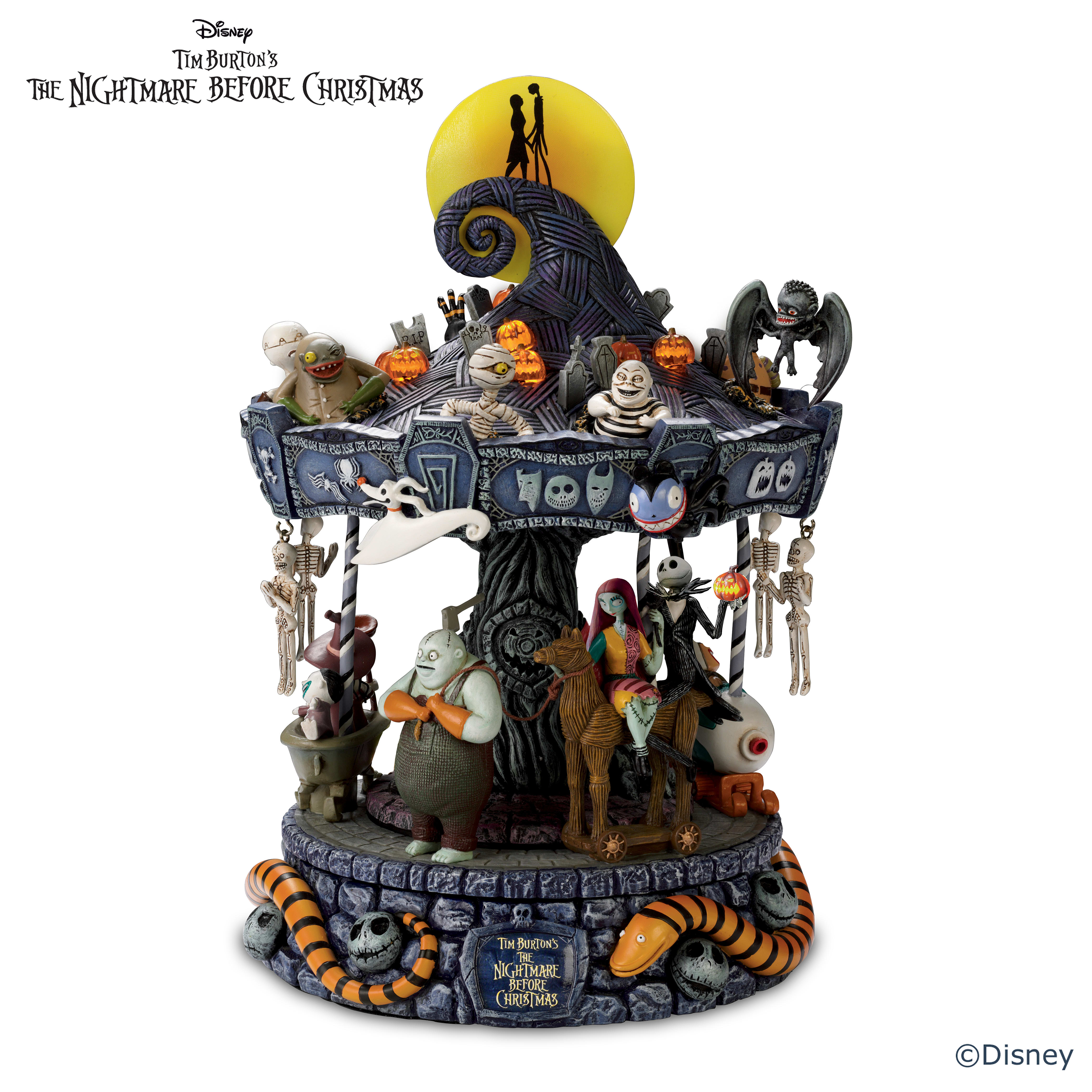 Tim Burtons The Nightmare Before Christmas Musical Carousel Lights Up