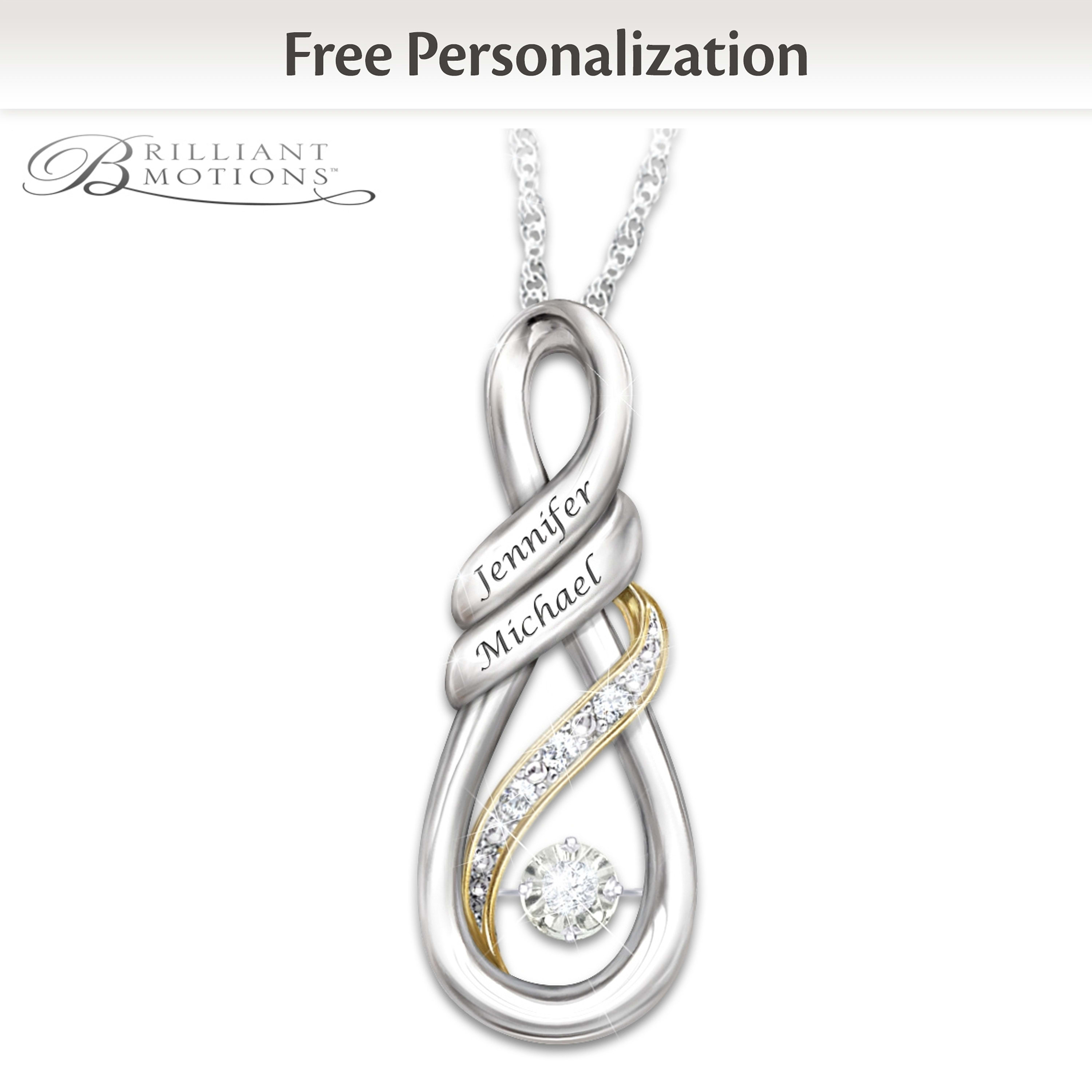 I Love You Brilliant Motions Personalized Diamond Pendant Necklace