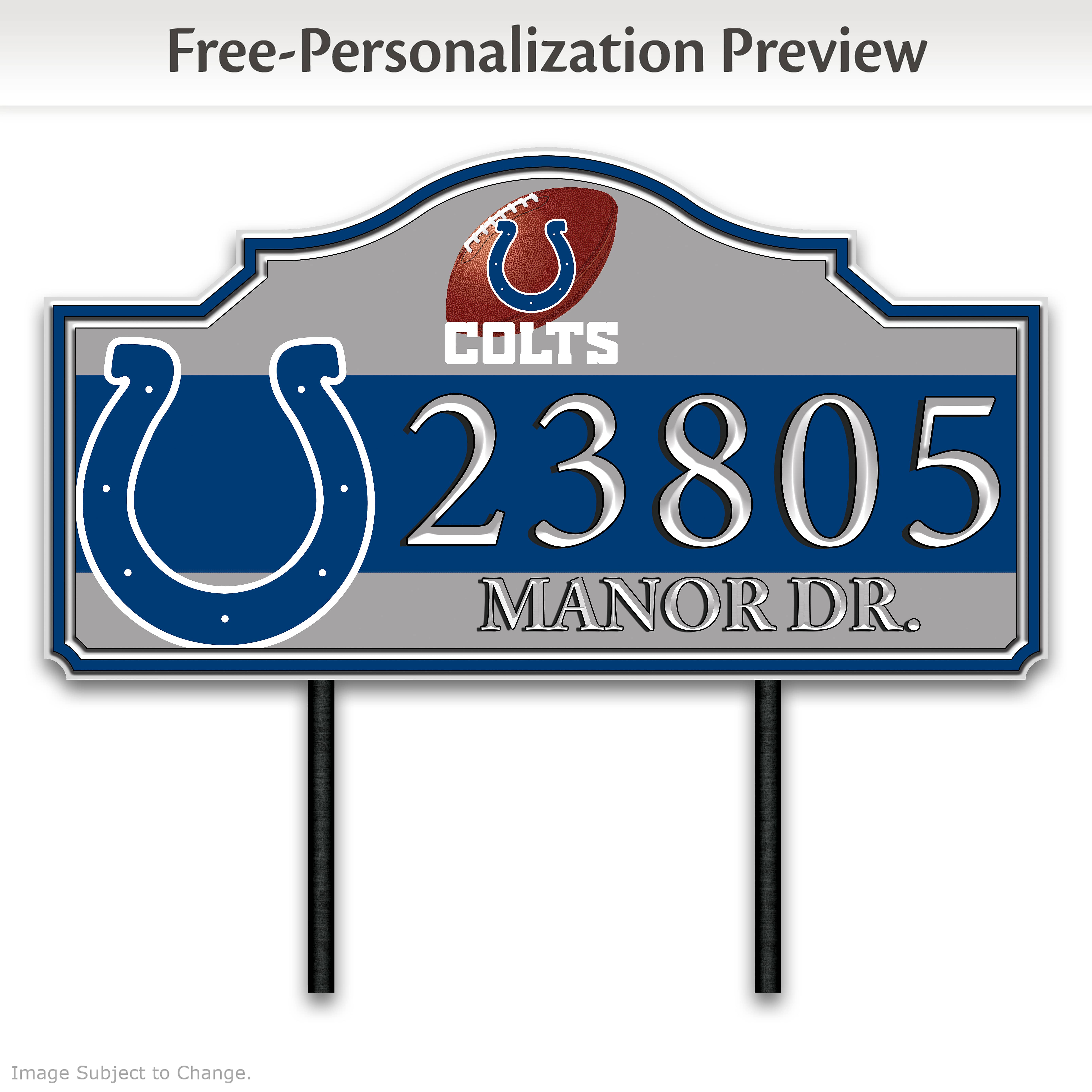 Indianapolis Colts Personalized NFL Outdoor Address Sign Featuring Team ...