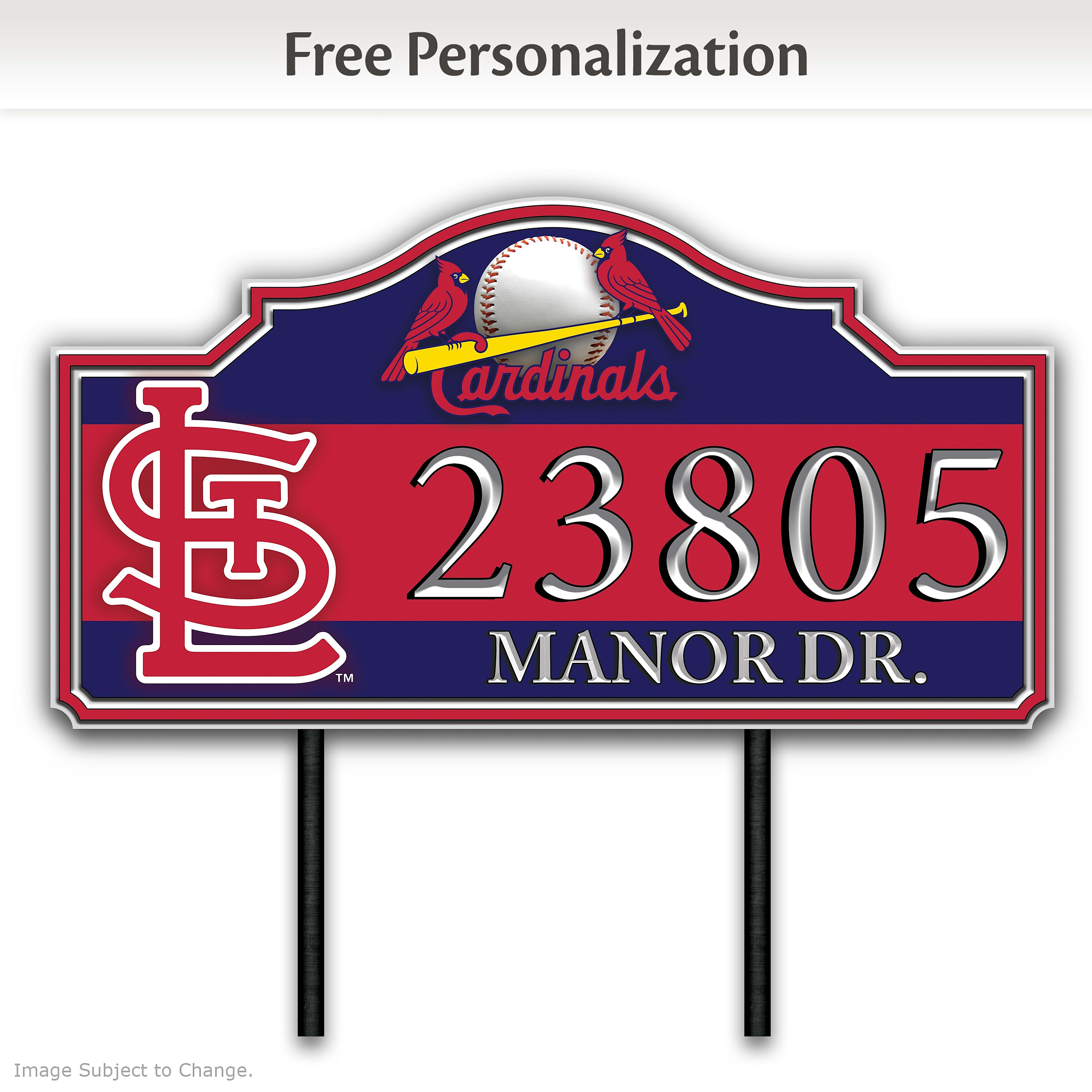St. Louis Cardinals Personalized MLB Outdoor Address Sign Featuring