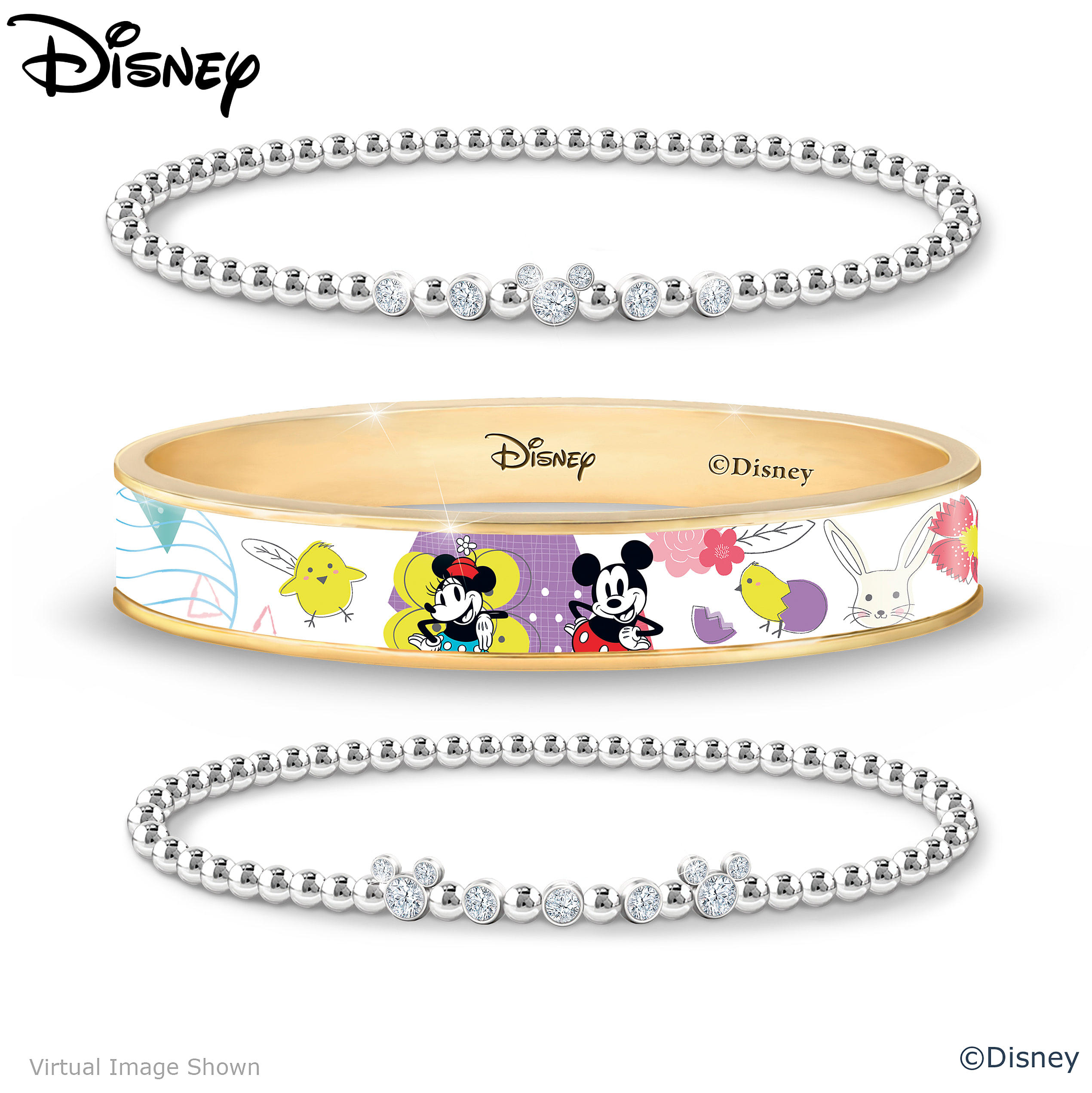 Disney A Year Of Celebration Womens Golden Bangle Bracelet Collection ...